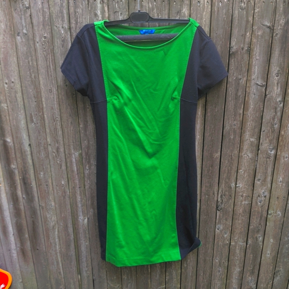 Derek Lam Black Green Colorblock Shift Dress M